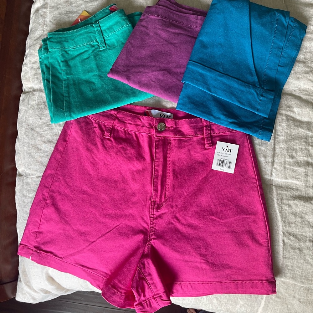 YMI High Waist Pink and Green Shorts